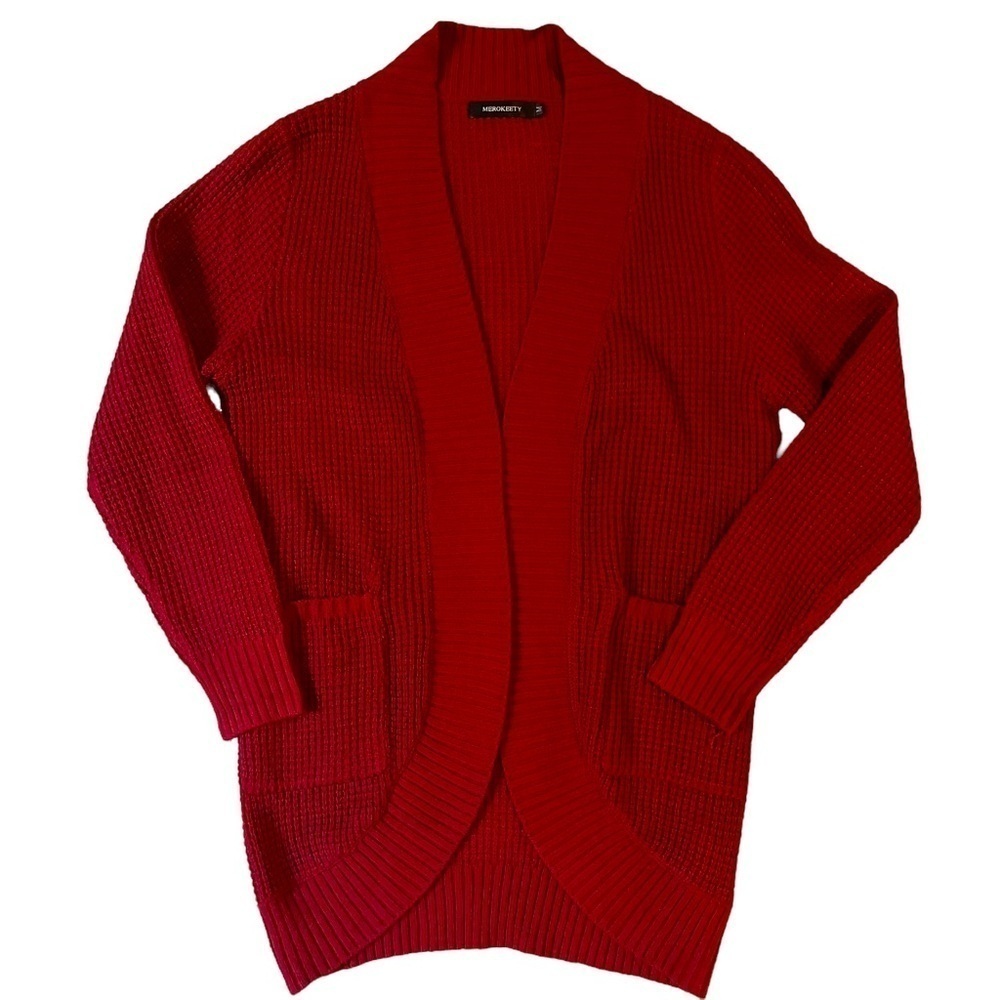 Merokeety Oversized Cozy Red Cardigan Sweater size M